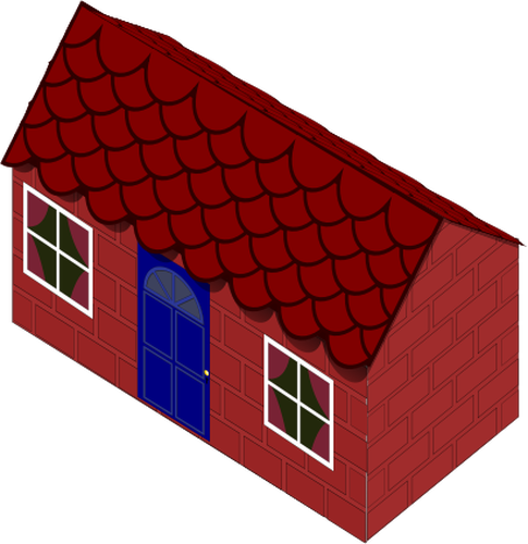 Imagine vectorială casei rosu creat cu cărămizi