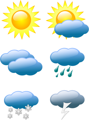 גרפיקה וקטורית של בחירה של צבע תחזית מזג האוויר סמלים