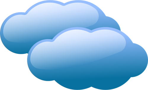 Vektorikuva sääennusteen värisymbolista pilvisellä taivaalla