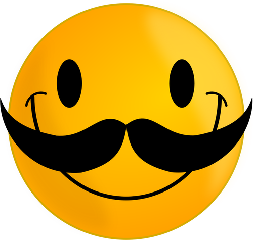 Clipart vectorial de carita sonriente con bigote grande
