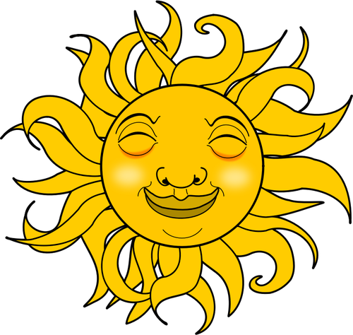 Imagen de vector sol sonriente verano