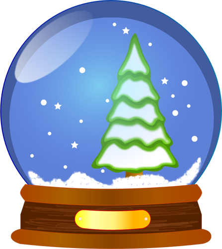כדור השלג עם אוסף תמונות וקטור עץ חג המולד