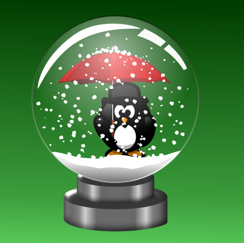 Pingviini lumisadepallovektorikuvassa
