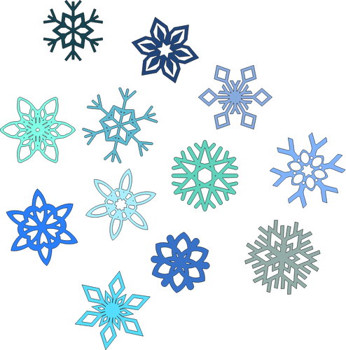 Vektorové ilustrace výběru sněhových vloček