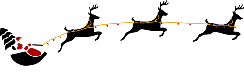 Santa dengan terbang rusa gambar vektor