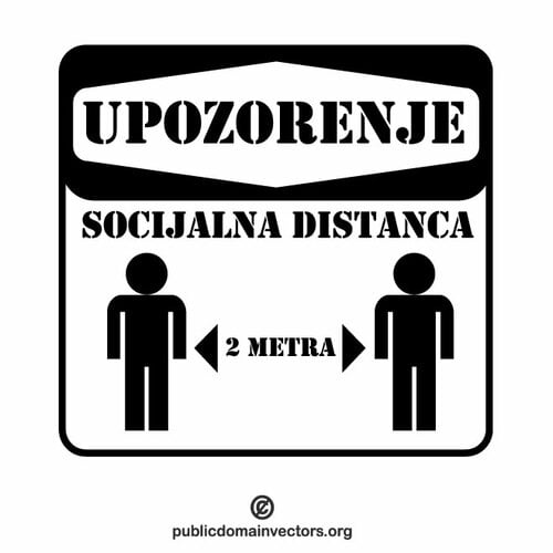Sinal de distanciamento social em croata