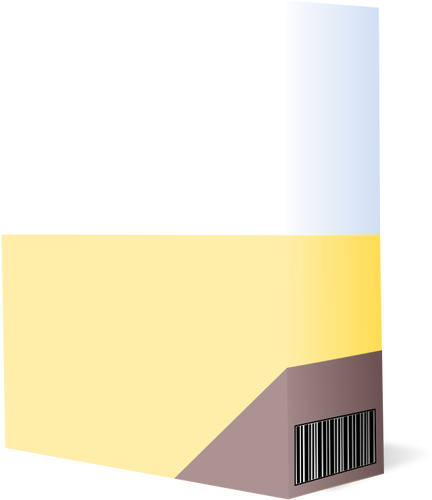 Disegno della scatola del software viola e giallo con codice a barre vettoriale