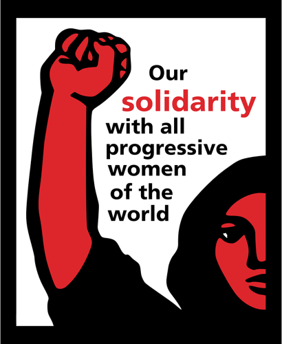 Солидарность с всех прогрессивных женщин мира плакат векторные картинки
