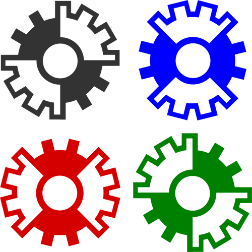 Ilustração em vetor de 4 rodas de engrenagem coloridas