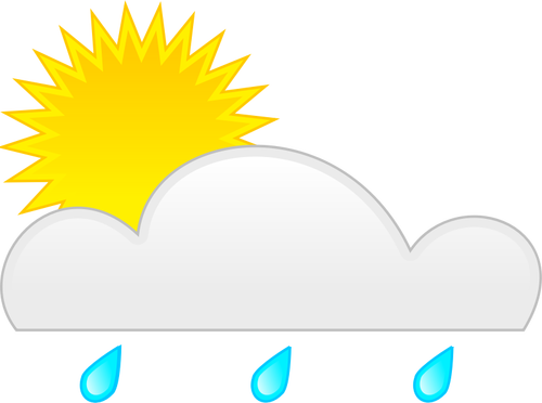 Symbole de couleur pastel ensoleillé avec image vectorielle de pluie