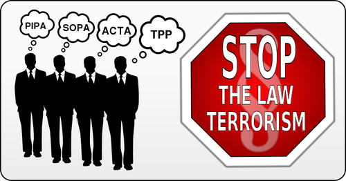 停止陈韵云，琵琶，SOPA 法案和 TPP 的符号矢量图像