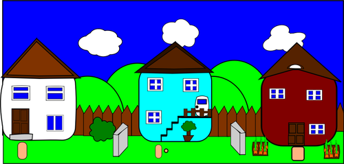 Vektor-ClipArts Cartoon Straße mit Häuser