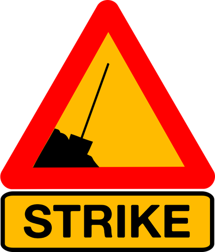 איור וקטורי של שלט עם המילה "שביתה"
