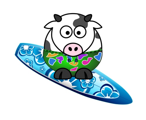 Surfování kráva vektorový obrázek