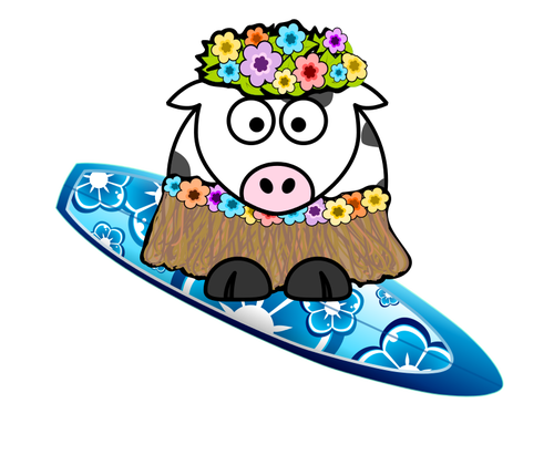 Surfař kráva vektorový obrázek