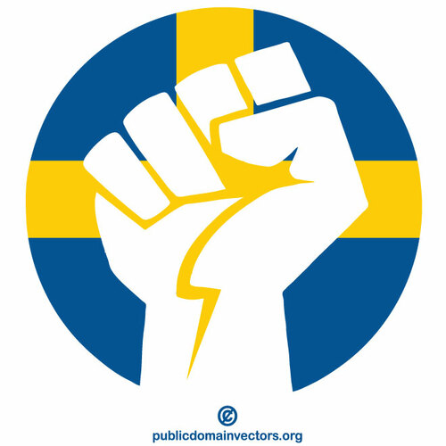 Puristettu nyrkki Ruotsin lippu