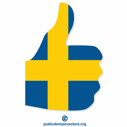 Большой палец вверх со шведским флагом