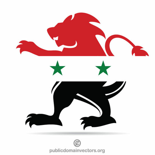 Сирийский флаг на геральдическом льве
