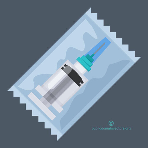 Syringe in plastic zak