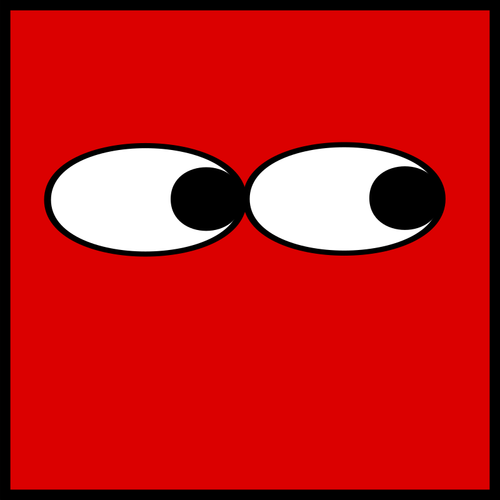 Quadrado vermelho com olhos