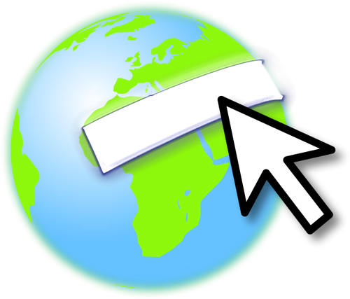 Aarde logo met een muisaanwijzer vector afbeelding