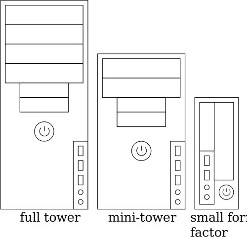 Tre tipi di disegno vettoriale di computer casi