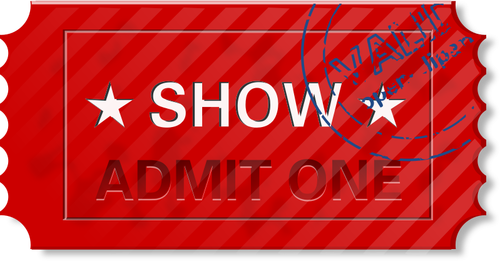 Vector image of  admit one ticket with stamp