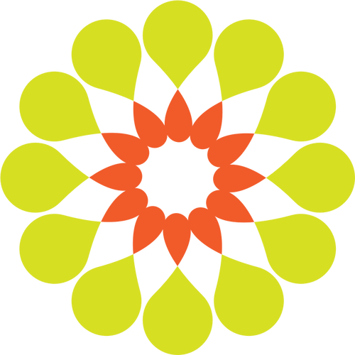 Vektorbild av gröna och orange abstrakt blomma