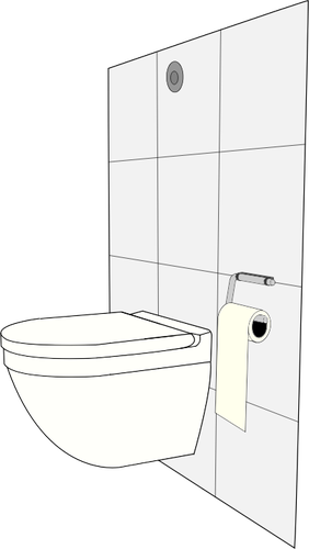 Векторное изображение современный туалет с бачком за стеной