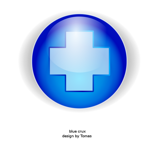 Cruz azul en una imagen vectorial de círculo