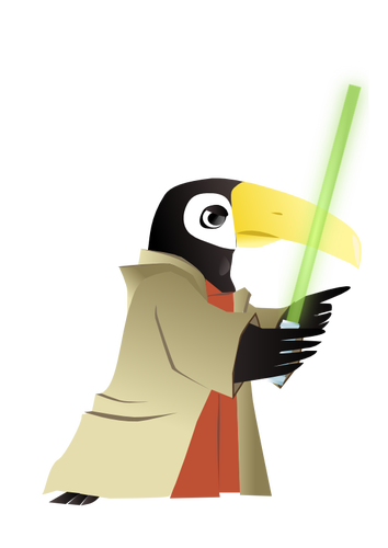 Dibujo de pingüino con sable láser vectorial