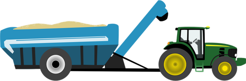 Zemědělský traktor s obilím vozík vektorový obrázek