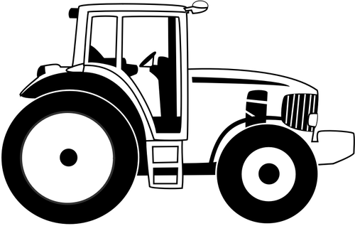Vektor gambar traktor pertanian dalam hitam dan putih