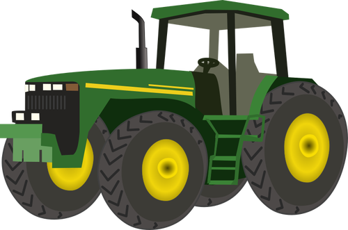 Wektor rysunek z ciągnika rolniczego w kolorze zielonym