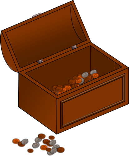 וקטור אוסף של חצי אוצר ריק עם מטבעות בחוץ