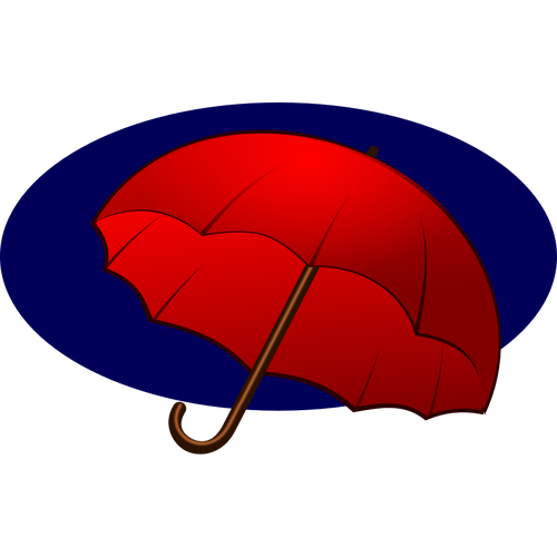 青色の背景ベクトル グラフィックに赤い傘