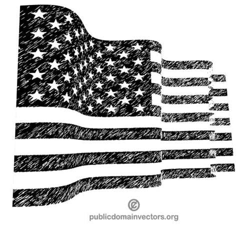 黑色和白色波浪美国国旗
