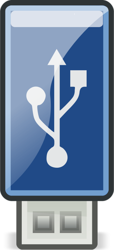 Vector image of small shiny blue USB stick