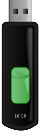 USB memori flash grafis vektor ditarik hitam dan hijau