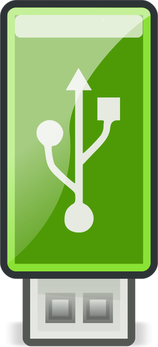 Clip art wektor, mały zielony USB Stick
