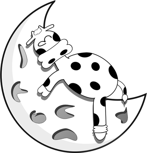 رسم متجه من لحم الضأن النوم على نصف القمر
