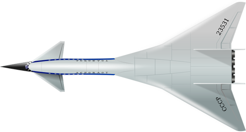 Pohled shora nadzvukový letoun Vektor Klipart