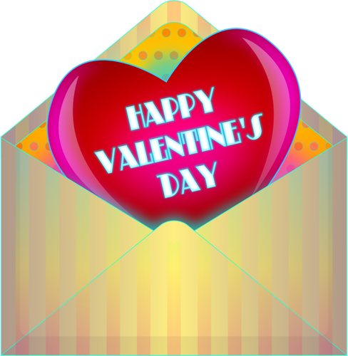 Valentijnsdag kaart in de envelop vector tekening