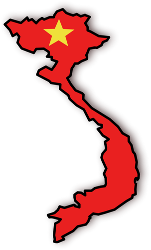 Mapa y bandera de Vietnam