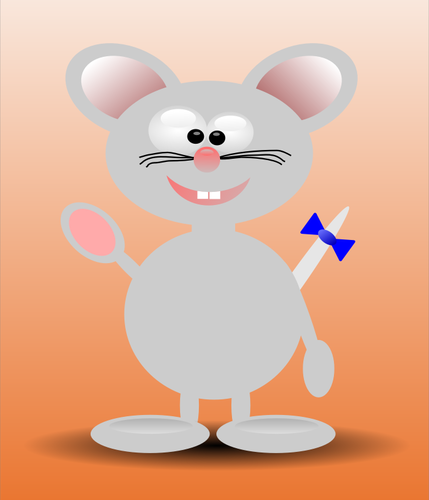 האיור וקטור של קריקטורה שמח עמידה עכבר עם רקע כתום
