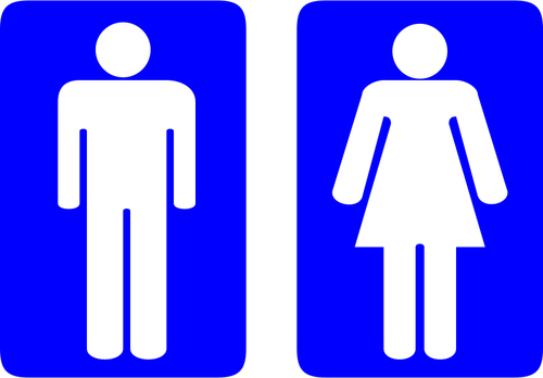 ब्लू पुरुष और महिला आयताकार शौचालय के संकेत के वेक्टर छवि