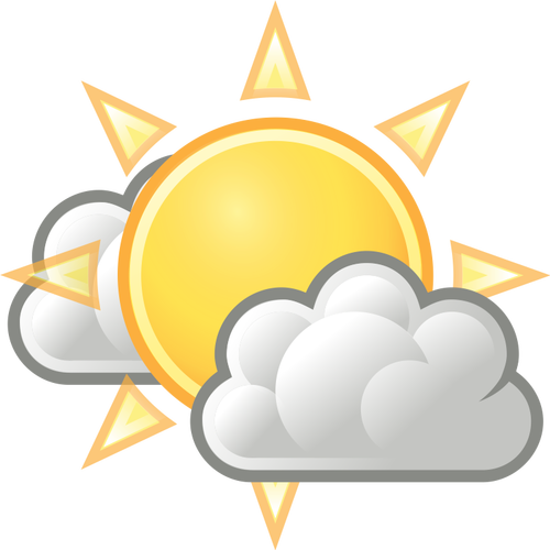 Vektorový obrázek barevné ikony předpověď počasí pro slunné intervaly
