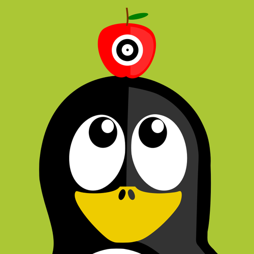 Tučňák s apple na hlavu vektorové ilustrace