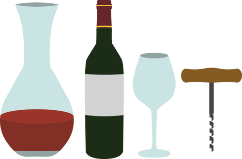 Karafy na víno a vývrtka