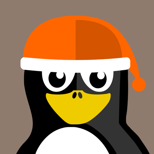 クリスマスの帽子を持つペンギンのベクトル画像